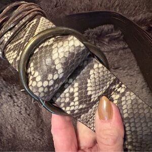 Snake Print Leather Belt